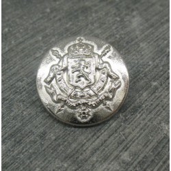 Bouton métallisé "blason lion" argent  20mm