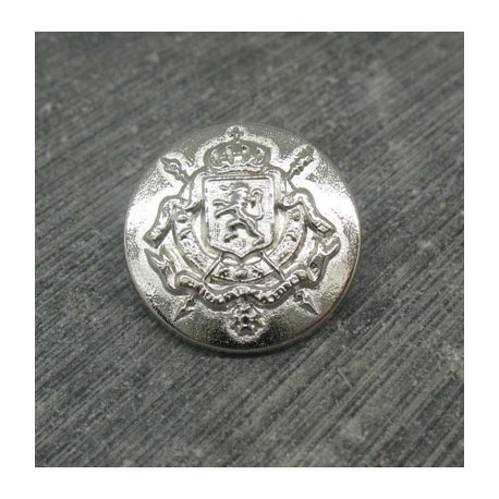 Bouton métallisé "blason lion" argent  20mm