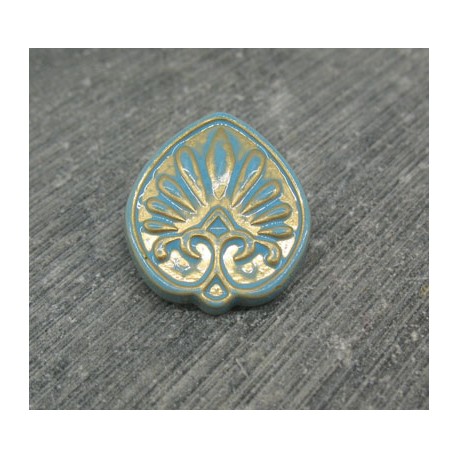 Bouton fleur antique bleu 21mm