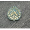 Bouton fleur antique bleu 21mm