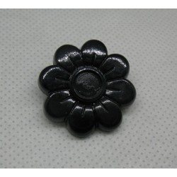 Bouton fleur 8 pétales noir brillant 25mm