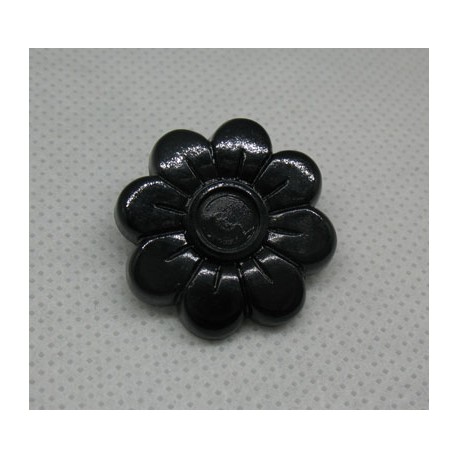 Bouton fleur 8 pétales noir brillant 25mm