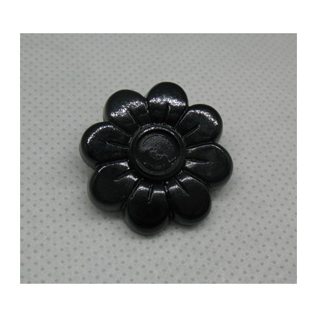Bouton fleur 8 pétales noir brillant 25mm