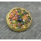 Bouton résine métallisé doré incrustation perle 23mm