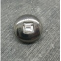 Bouton résine métallisé strass vieil argent 18mm