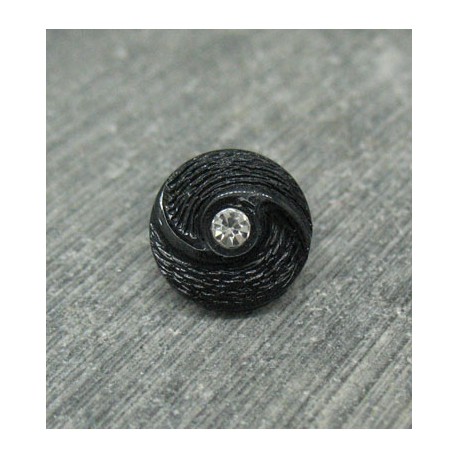 Bouton hélice strass noir 12mm