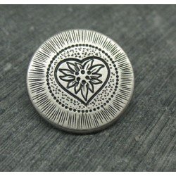 Bouton coeur edelweiss 23mm