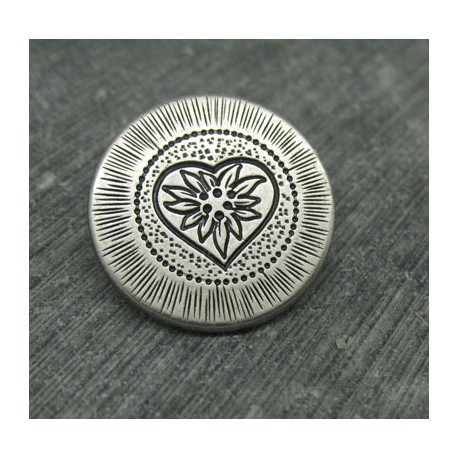 Bouton coeur edelweiss 23mm