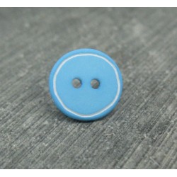 Bouton bleu turquoise cercle blanc 12mm