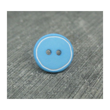 Bouton bleu turquoise cercle blanc 12mm 