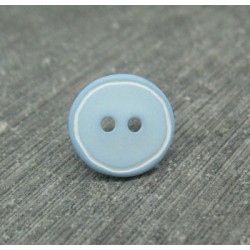 Bouton bleu ciel cercle blanc 12mm