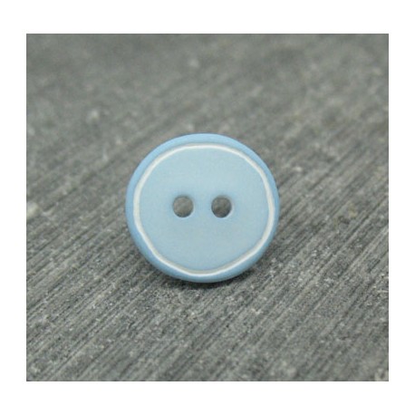 Bouton bleu ciel cercle blanc 12mm