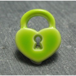 Bouton cadenas coeur vert anis 15 mm b22