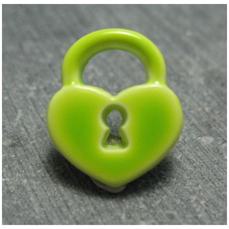 Bouton cadenas coeur vert anis 15 mm b22