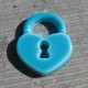 Bouton cadenas coeur turquoise 15 mm b22