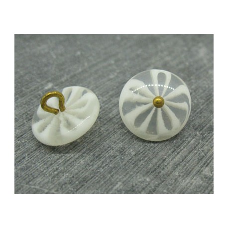 Bouton fleur 5 lobes translucides blanc 15mm