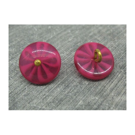 Bouton fleur 5 lobes translucides framboise 15mm