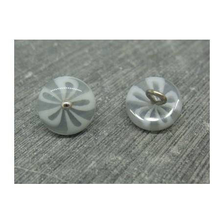 Bouton fleur 5 lobes translucides gris 13mm