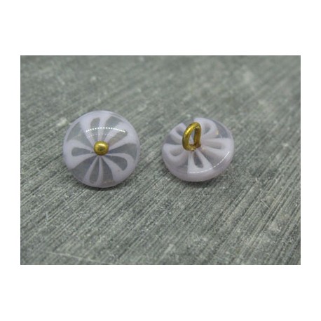 Bouton  fleur 5 lobes translucides lavande 13mm