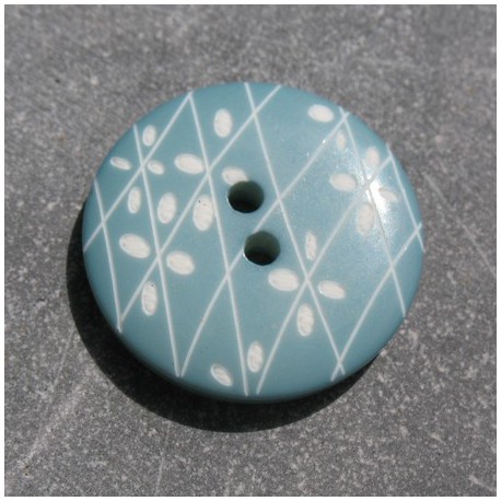 Bouton fleur quadrille laser bleu pétrole 22mm 