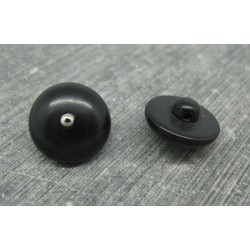 Bouton demi boule noir strass métal argent 15mm