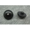 Bouton demi boule noir strass métal argent 15mm