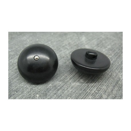 Bouton demi boule noir strass métal argent 23mm