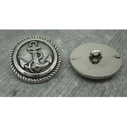 Bouton ancre métallisé vieil argent 27mm