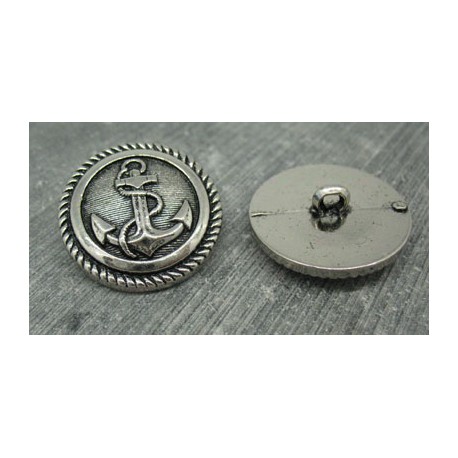 Bouton ancre métallisé vieil argent 27mm