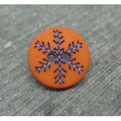 Bouton flocon de neige orange 15mm