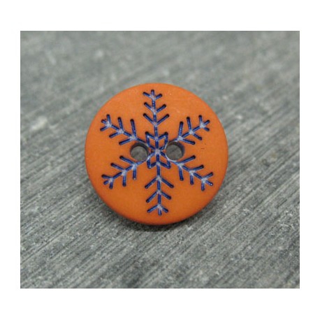 Bouton flocon de neige orange 15mm