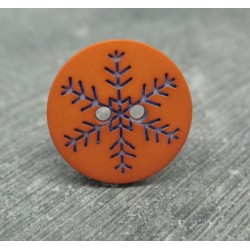 Bouton flocon de neige orange 18mm