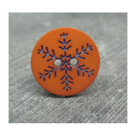 Bouton flocon de neige orange 18mm