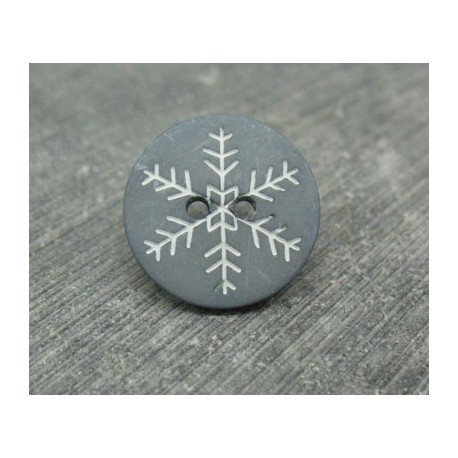 Bouton flocon de neige gris blanc 18mm