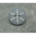 Bouton flocon de neige gris blanc 18mm