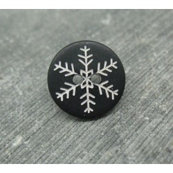 Bouton flocon de neige noir 12mm