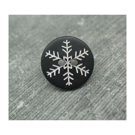 Bouton flocon de neige noir 12mm