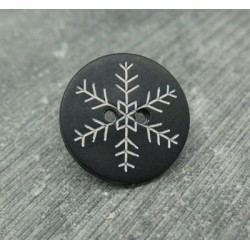 Bouton flocon de neige noir 18mm