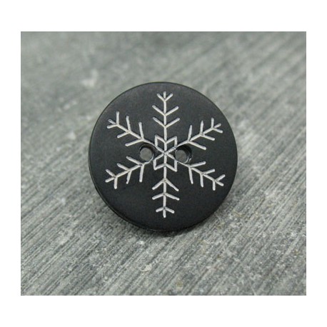 Bouton flocon de neige noir 18mm