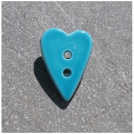 Bouton coeur turquoise 18mm  