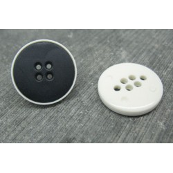 Bouton bicolore marine fonçé blanc 23mm