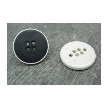 Bouton bicolore marine fonçé blanc 23mm