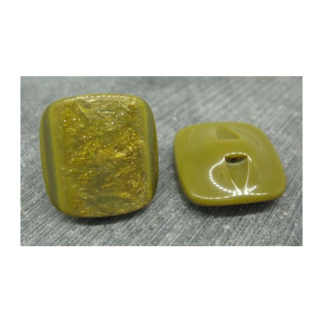 Bouton carré doré jaune olive 24mm