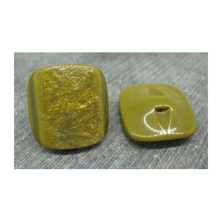 Bouton carré doré jaune olive 24mm