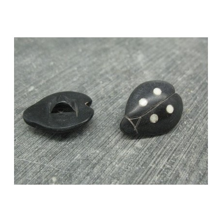 Bouton Corne coccinelle noir 21mm