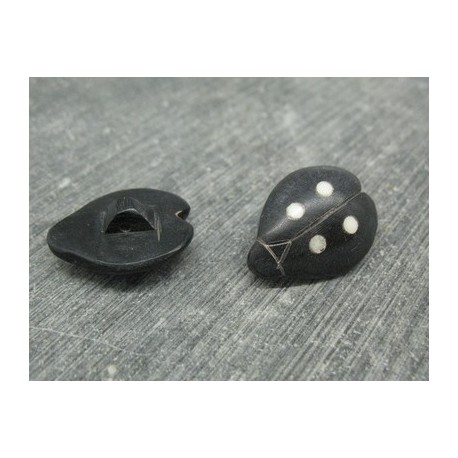 Bouton Corne coccinelle noir 21mm