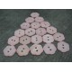 Lot 20 boutons fleur nacre de rivière rose gravé 15mm