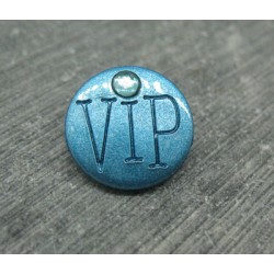 Bouton VIP bleu pétrole 15mm