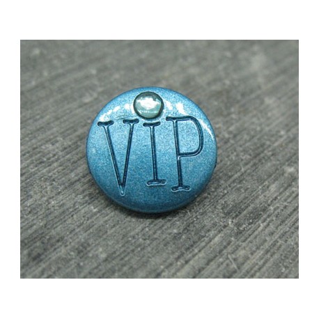 Bouton VIP bleu pétrole 15mm