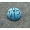 Bouton VIP bleu pétrole 15mm